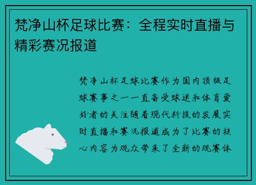 梵净山杯足球比赛：全程实时直播与精彩赛况报道